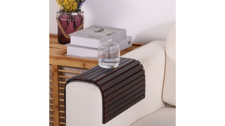 Sherwood Home Flexible Sofa Armrest Tray w/ Storage Caddy - Brown