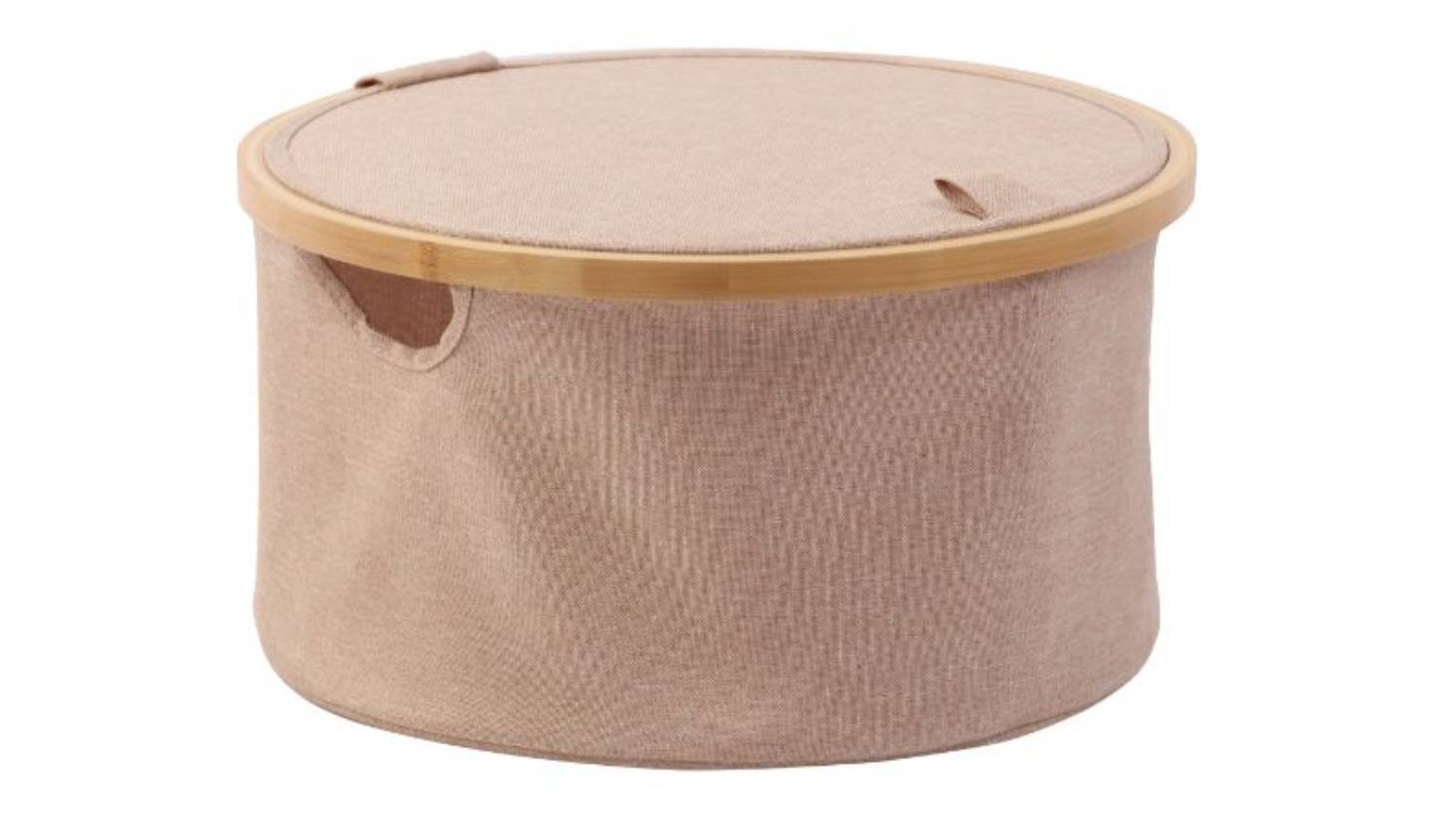 Sherwood Linen & Bamboo Round LowProfile Laundry Hamper with Cover