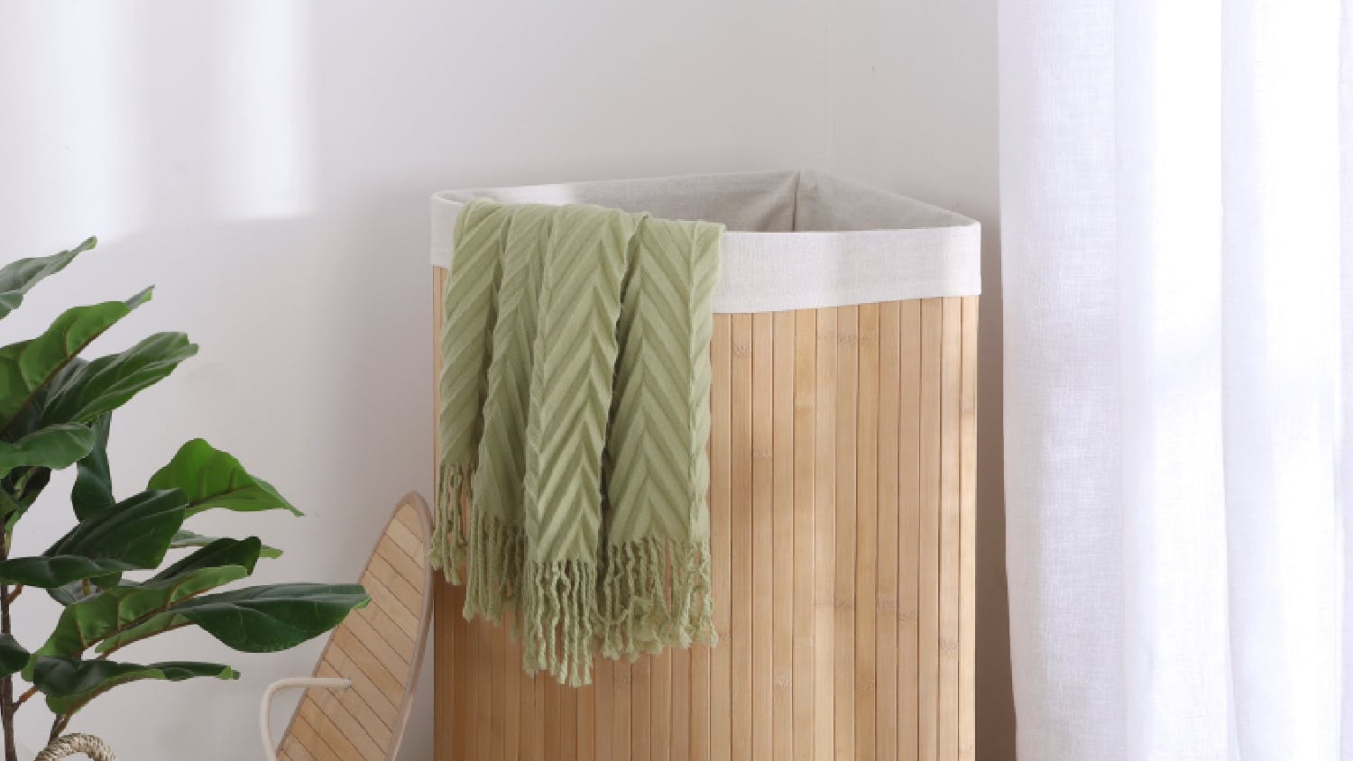 Sherwood Folding Corner Bamboo Laundry Hamper