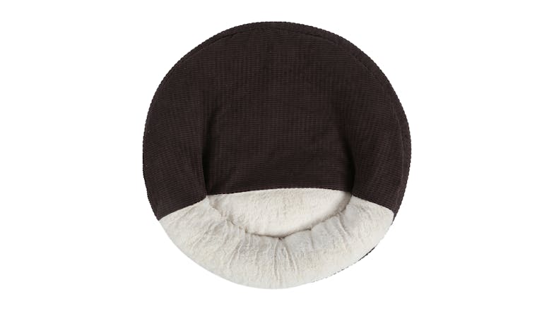 Charlie's "Snookie" Corncob Fabric Pet Bed w/ Hood Medium - Brown