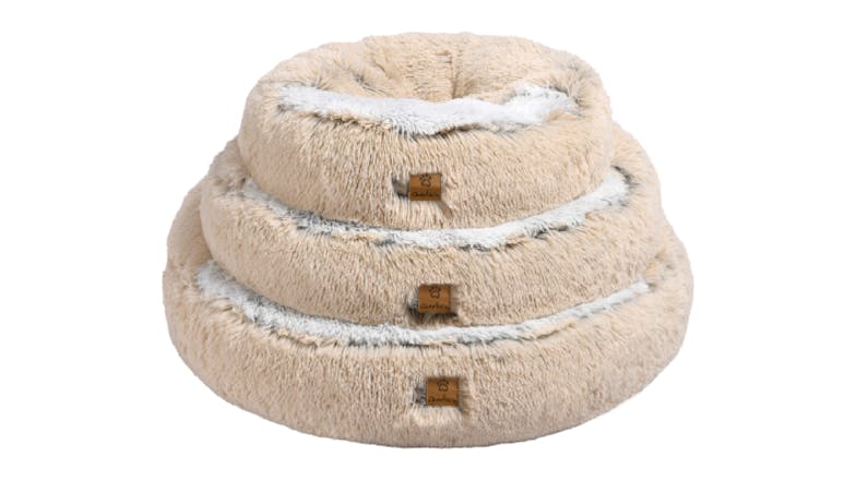 Charlie's "Snookie" Faux Fur Pet Bed w/ Hood Large - Cream