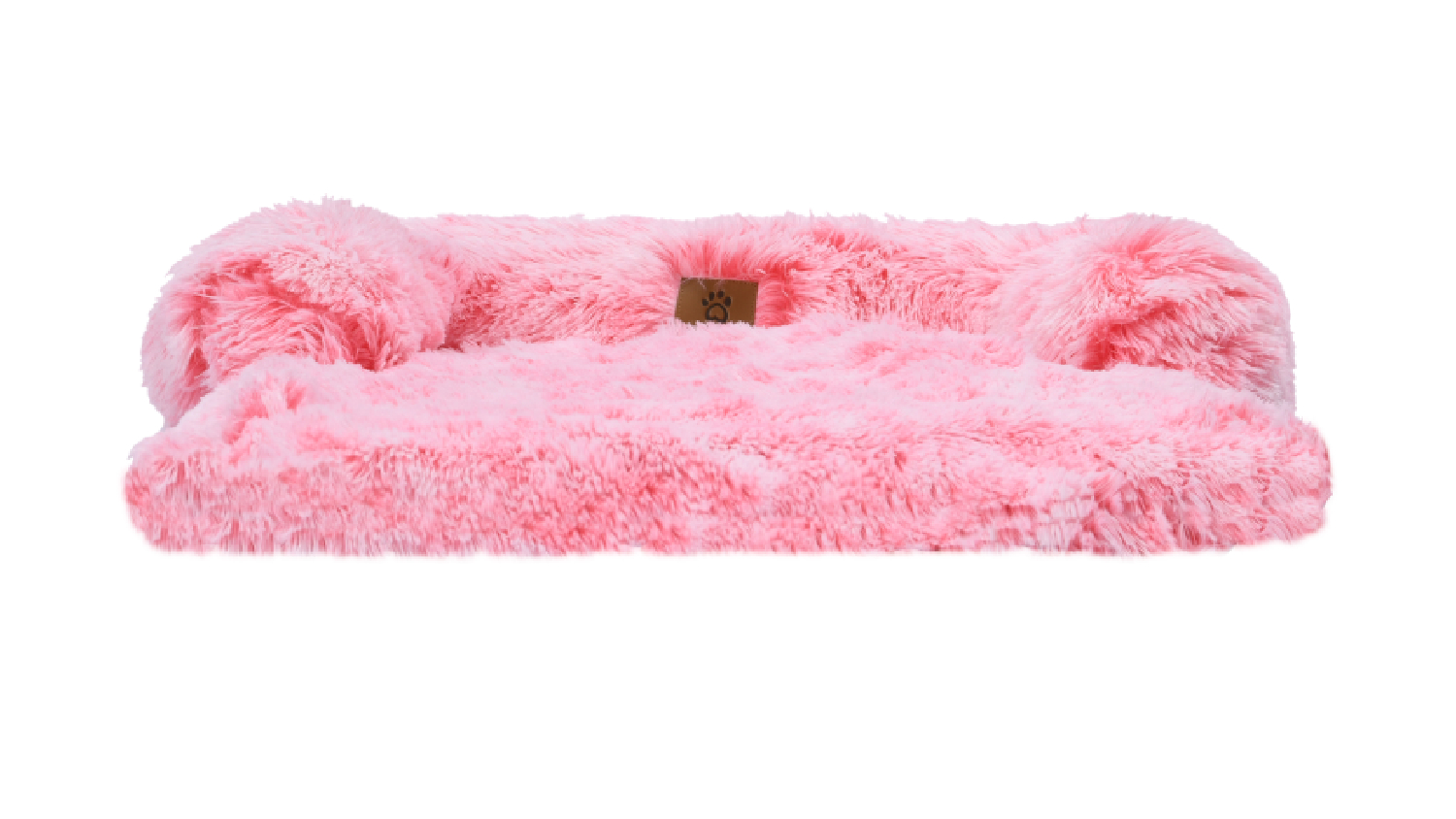 Charlie's Shaggy Faux Fur Square Pet Bed w/ Padded Bolster Small - Pink