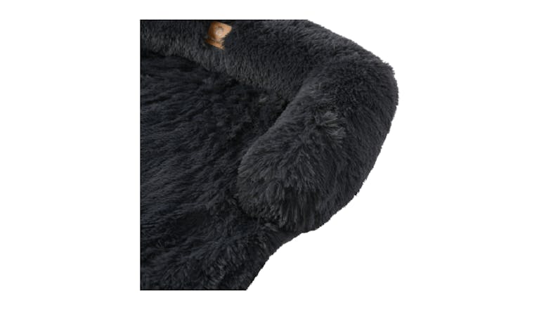 Charlie's Shaggy Faux Fur Square Pet Bed w/ Padded Bolster Small - Charcoal