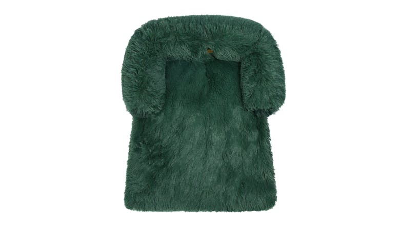 Charlie's Shaggy Faux Fur Square Pet Bed w/ Padded Bolster Small - Eden Green