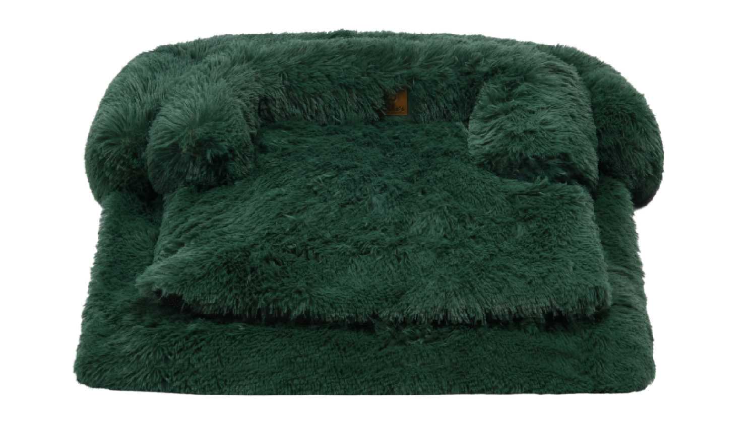 Charlie's Shaggy Faux Fur Square Pet Bed w/ Padded Bolster Small - Eden Green