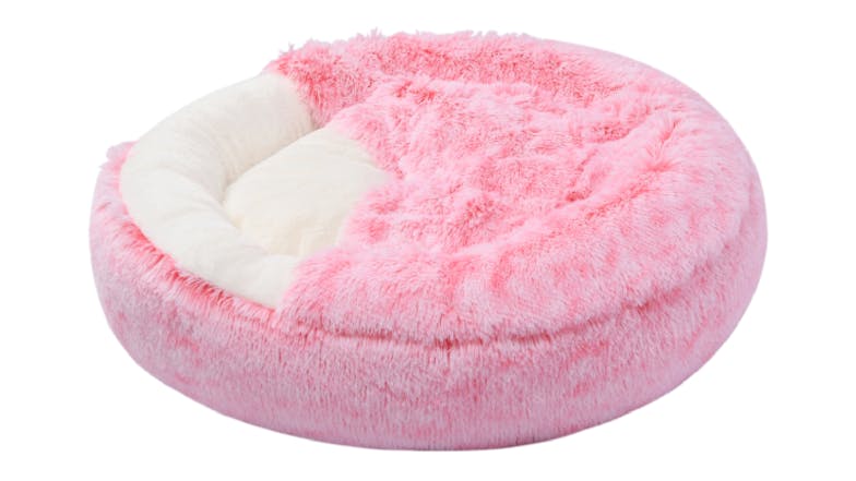 Charlie's "Snookie" Faux Fur Pet Bed w/ Hood Large - Pink