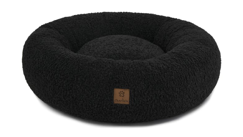 Charlie's Teddy Fleece Round Pet Bed Small - Charcoal