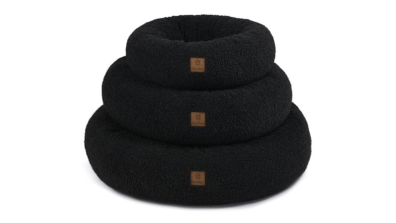 Charlie's Teddy Fleece Round Pet Bed Small - Charcoal