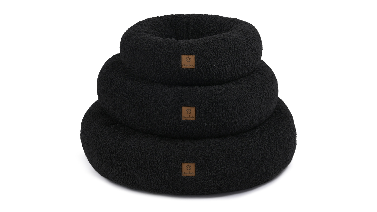 Charlie's Teddy Fleece Round Pet Bed Medium - Charcoal