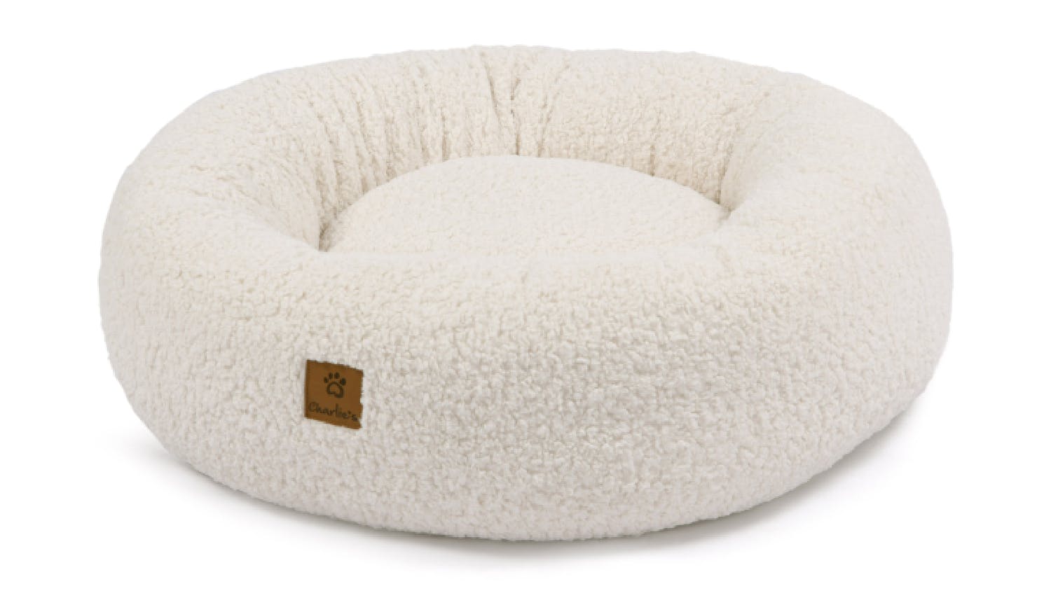 Charlie's Teddy Fleece Round Pet Bed Small - Cream