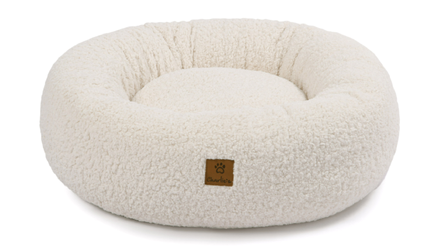 Charlie's Teddy Fleece Round Pet Bed Medium - Cream