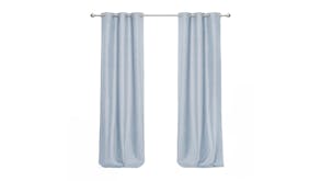 Sherwood Home Faux Linen Blackout Curtain Twin Pack 135 x 223cm - Ocean Blue