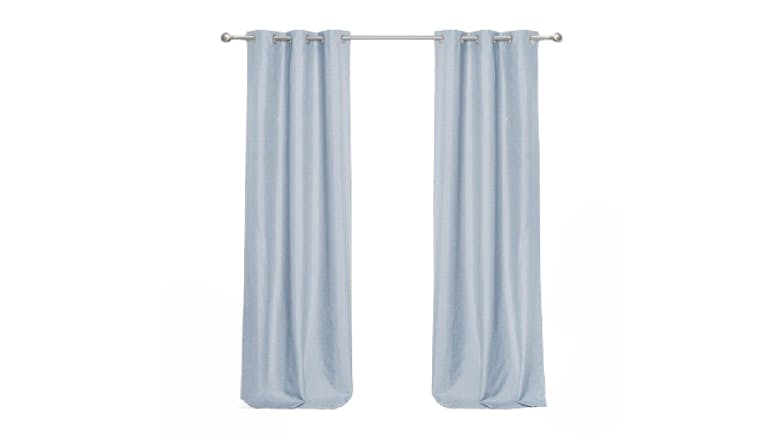 Sherwood Home Faux Linen Blackout Curtain Twin Pack 135 x 223cm - Ocean Blue