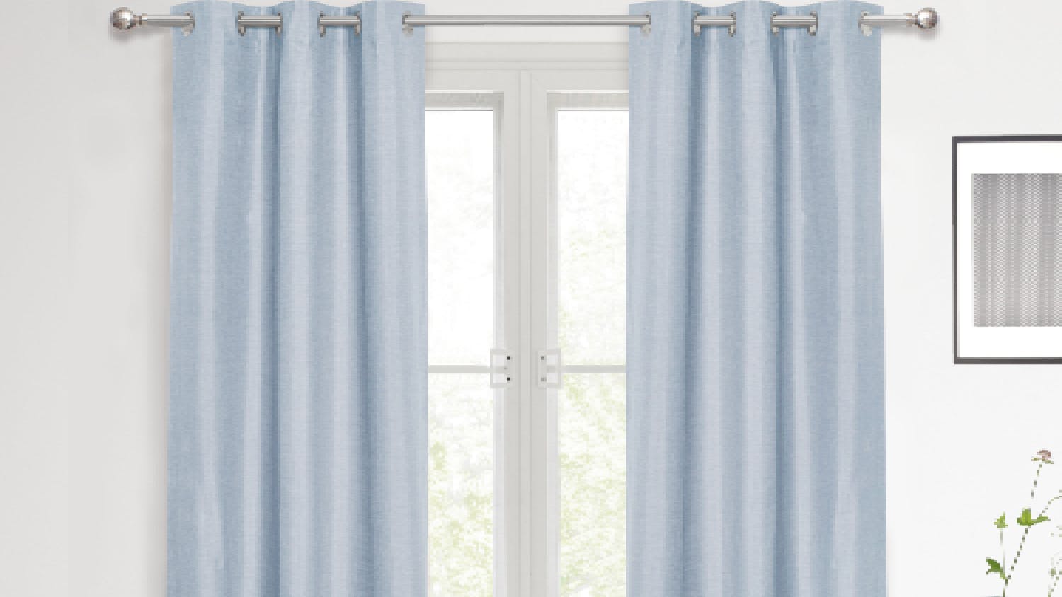 Sherwood Home Faux Linen Blackout Curtain Twin Pack 135 x 223cm - Ocean Blue
