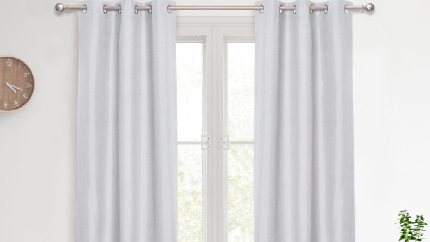 Sherwood Home Faux Linen Blackout Curtain Twin Pack 90 x 223cm - Grey