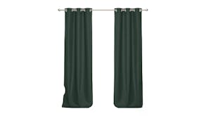 Sherwood Home Faux Linen Blackout Curtain Twin Pack 180 x 223cm - Forest Green