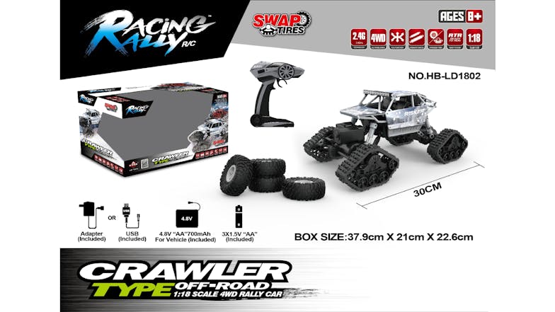JCM 4WD Off-Road Remote Control Truck with Tracks - Silver