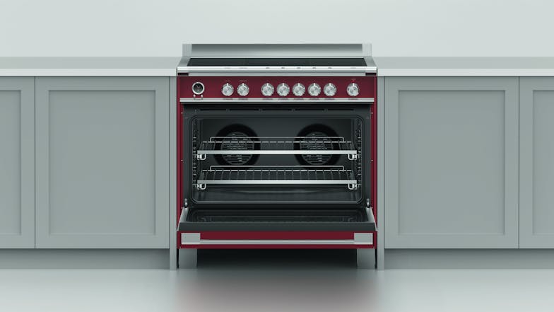 Fisher & Paykel 90cm Pyrolytic Freestanding Oven with Induction Cooktop - Red (Series 9/OR90SCI6R1)