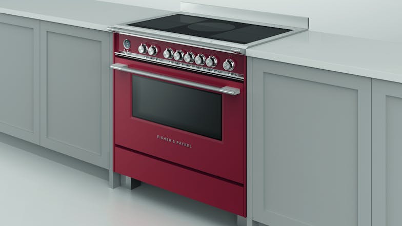 Fisher & Paykel 90cm Pyrolytic Freestanding Oven with Induction Cooktop - Red (Series 9/OR90SCI6R1)