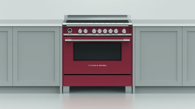 Fisher & Paykel 90cm Pyrolytic Freestanding Oven with Induction Cooktop - Red (Series 9/OR90SCI6R1)