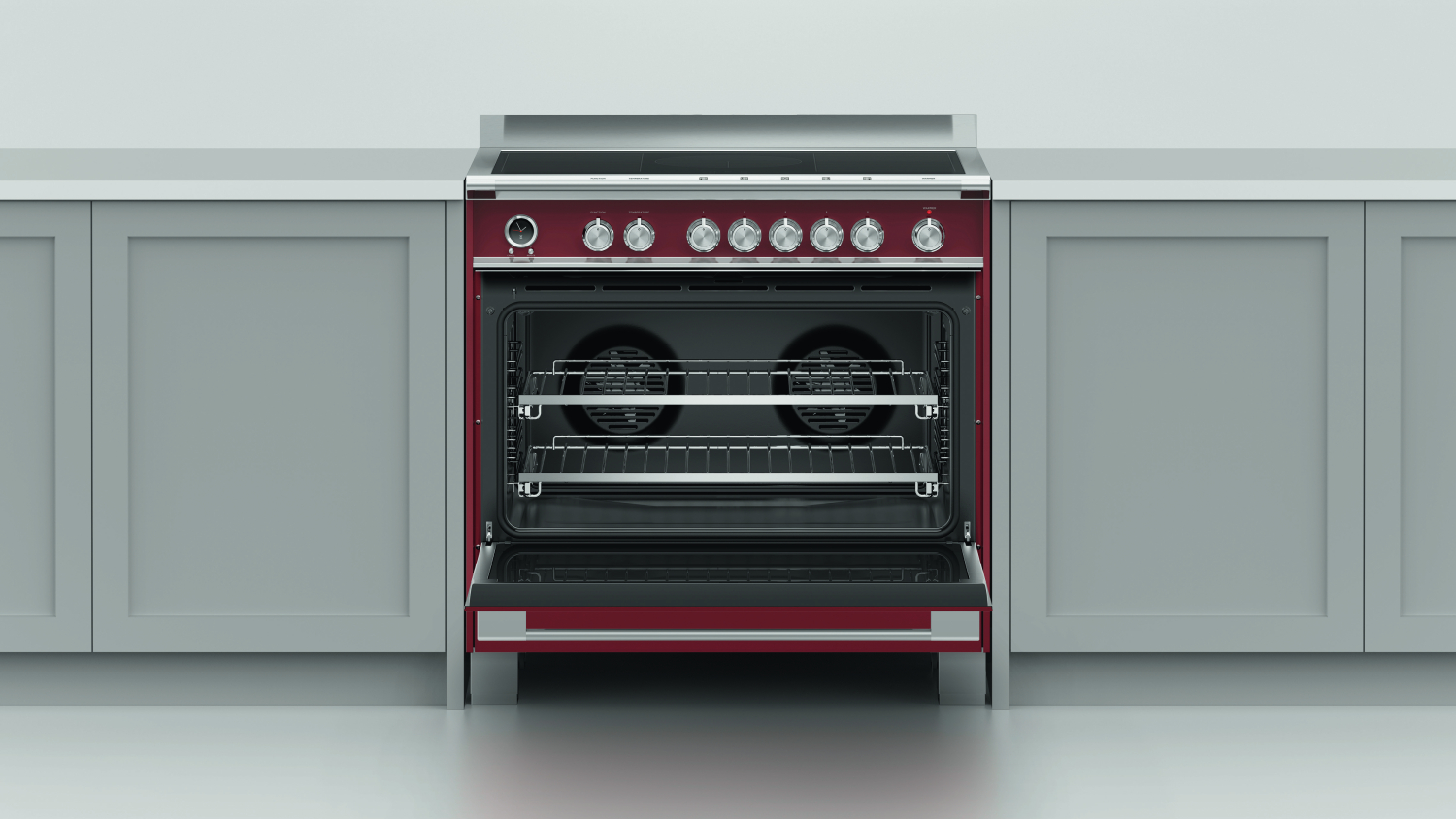 Fisher & Paykel 90cm Freestanding Oven with Induction Cooktop - Red (Series 9/OR90SCI6R1)