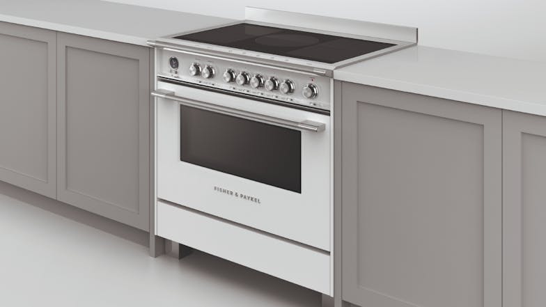 Fisher & Paykel 90cm Pyrolytic Freestanding Oven with Induction Cooktop - White (Series 9/OR90SCI6W1)