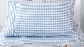 Gingham Blue Fitted Sheet Set by Squiggles