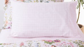 Gingham Blush Fitted Sheet Set by Squiggles