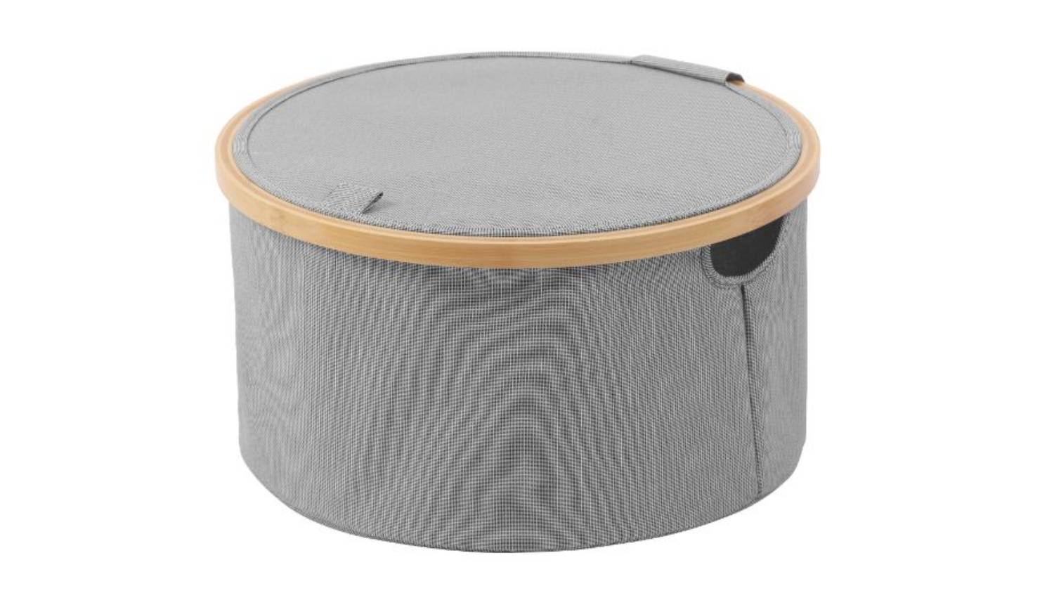 Sherwood Linen & Bamboo Round Low Profile Laundry Hamper with Cover
