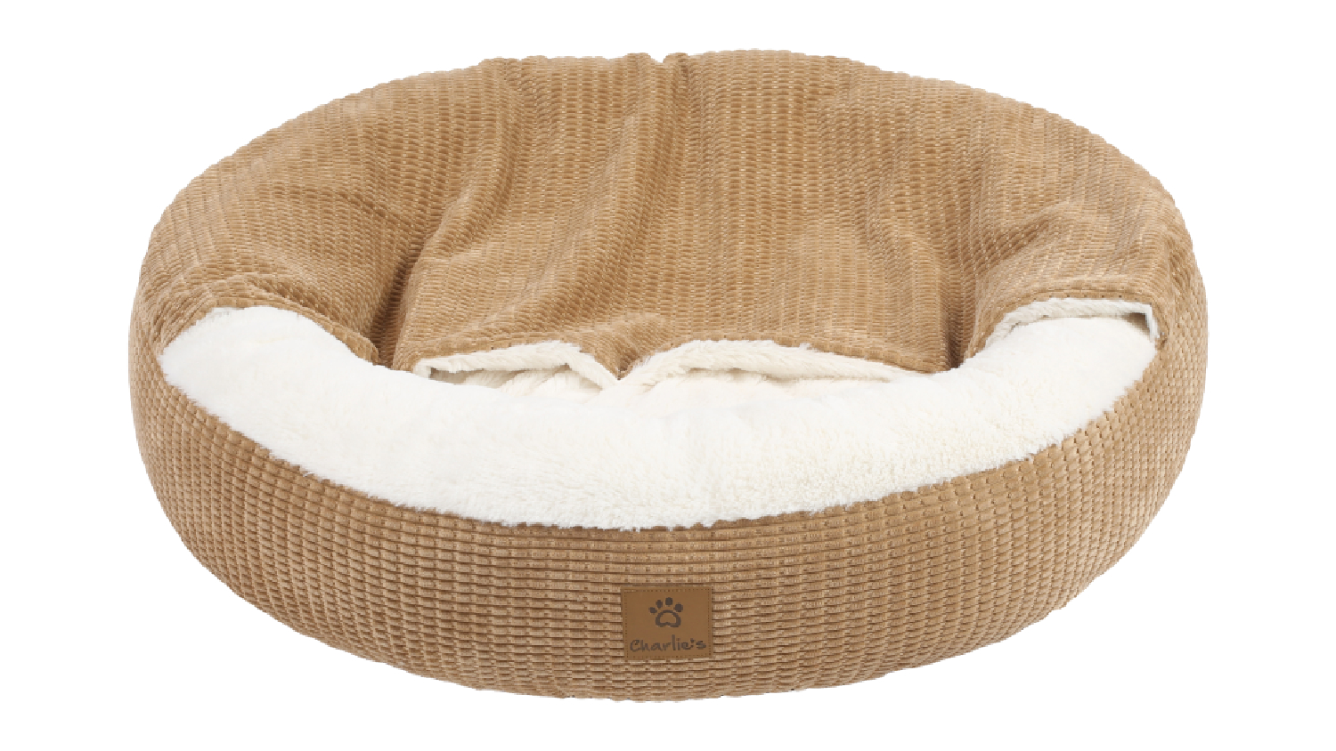 Charlie's "Snookie" Corncob Fabric Pet Bed with Hood Large - Latte Brown