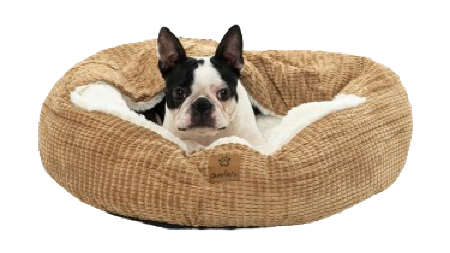 Charlie's "Snookie" Corncob Fabric Pet Bed with Hood Large - Latte Brown