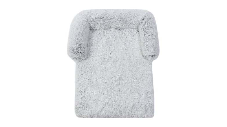 Charlie's Shaggy Faux Fur Square Pet Bed w/ Padded Bolster Large - White