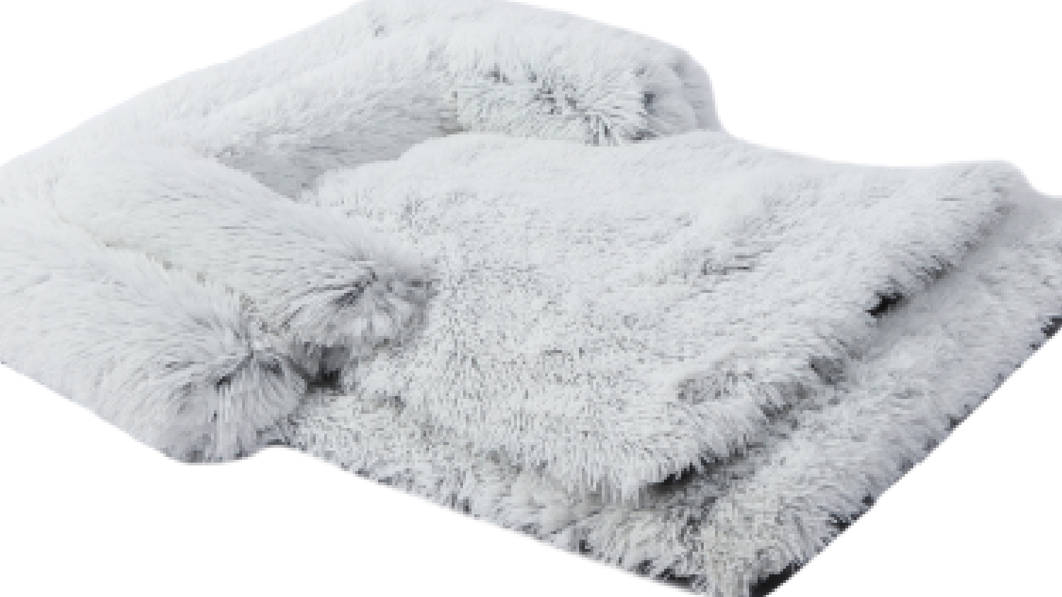 Charlie's Shaggy Faux Fur Square Pet Bed w/ Padded Bolster Large - White