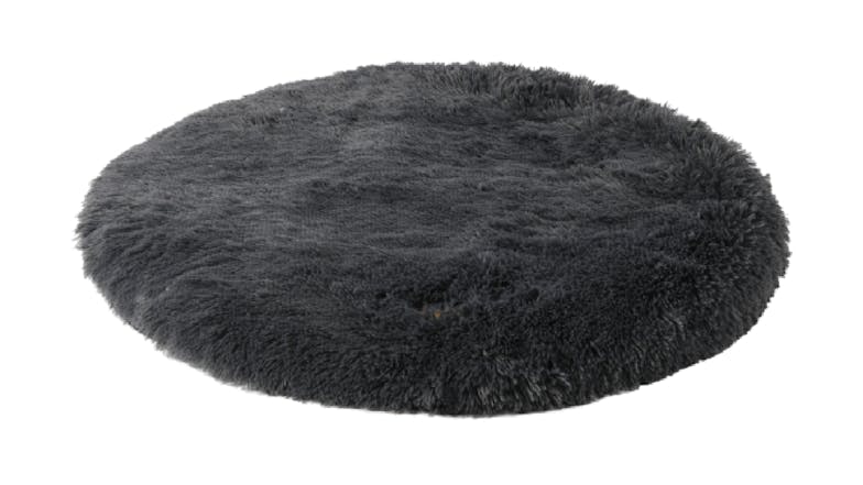 Charlie's Shaggy Faux Fur Round Lounge Pet Mat Large - Charcoal