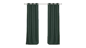 Sherwood Home Faux Linen Blackout Curtain Twin Pack 90 x 223cm - Forest Green