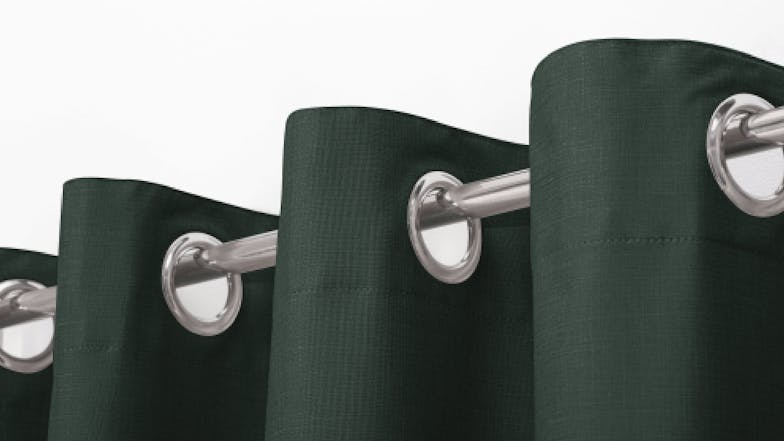 Sherwood Home Faux Linen Blackout Curtain Twin Pack 90 x 223cm - Forest Green