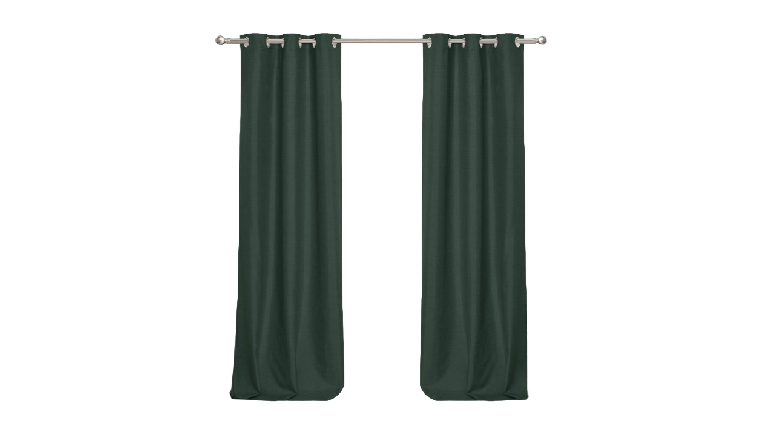 Sherwood Home Faux Linen Blackout Curtain Twin Pack 225 x 223cm - Forest Green