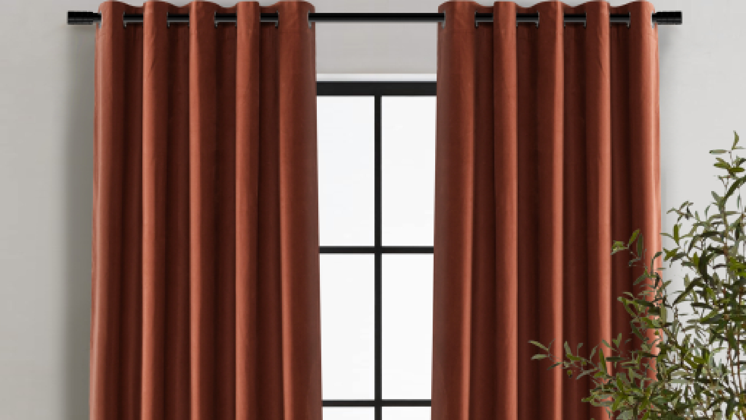 Cadence & Co. "Byron" Matte Velvet Blackout Curtain Twin Pack 135 x 223cm - Rust