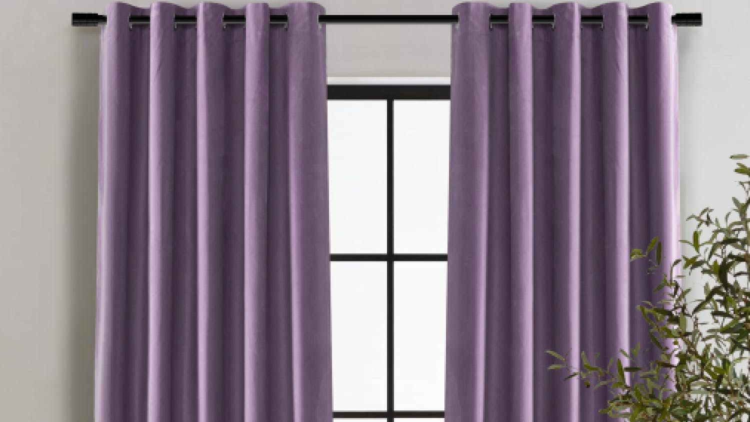 Cadence & Co. "Byron" Matte Velvet Blackout Curtain Twin Pack 90 x 223cm - Lilac