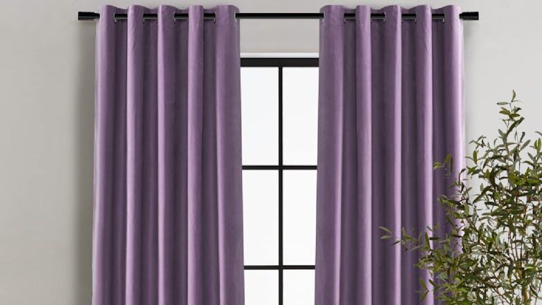 Cadence & Co. "Byron" Matte Velvet Blackout Curtain Twin Pack 225 x 223cm - Lilac