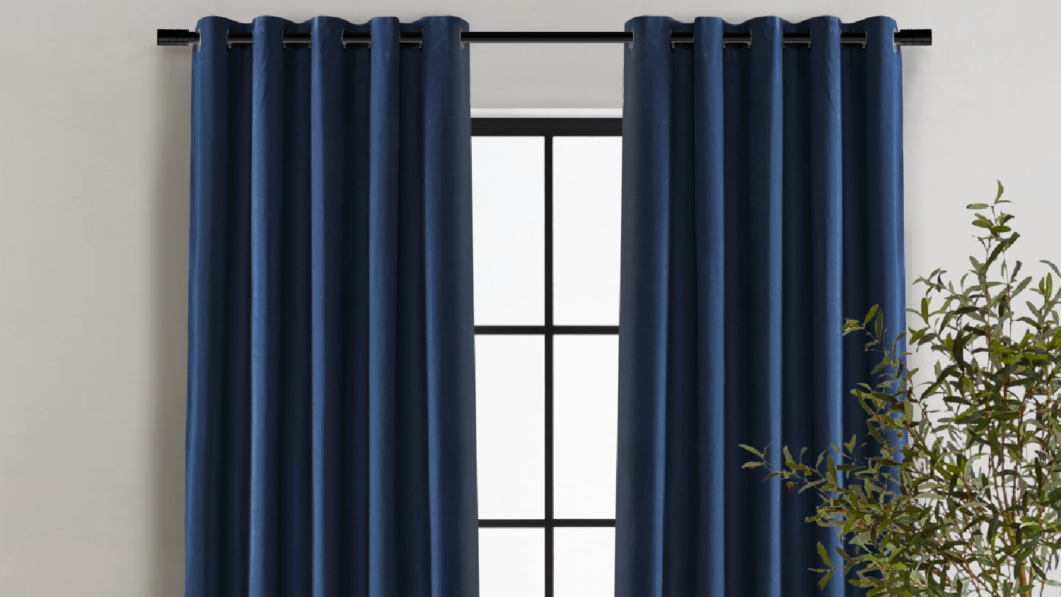Cadence & Co. "Byron" Matte Velvet Blackout Curtain Twin Pack 180 x 223cm - Navy Blue