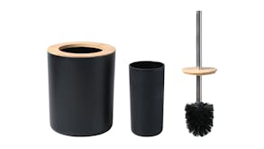 TAKARA "Takae" Bathroom Bin & Brush Set - Black