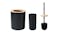 TAKARA "Takae" Bathroom Bin & Brush Set - Black