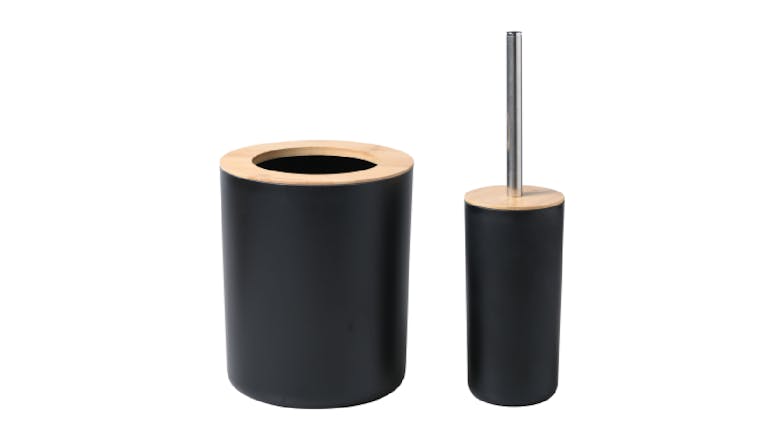 TAKARA "Takae" Bathroom Bin & Brush Set - Black