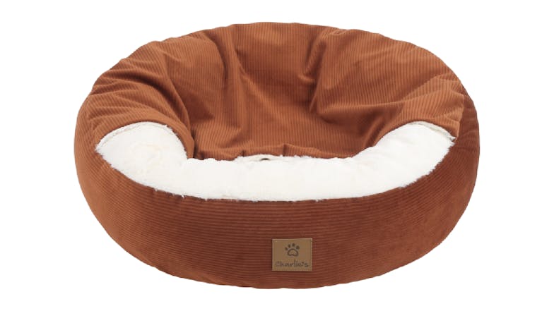 Charlie's "Snookie" Corduroy Fabric Pet Bed w/ Hood Small - Terracotta