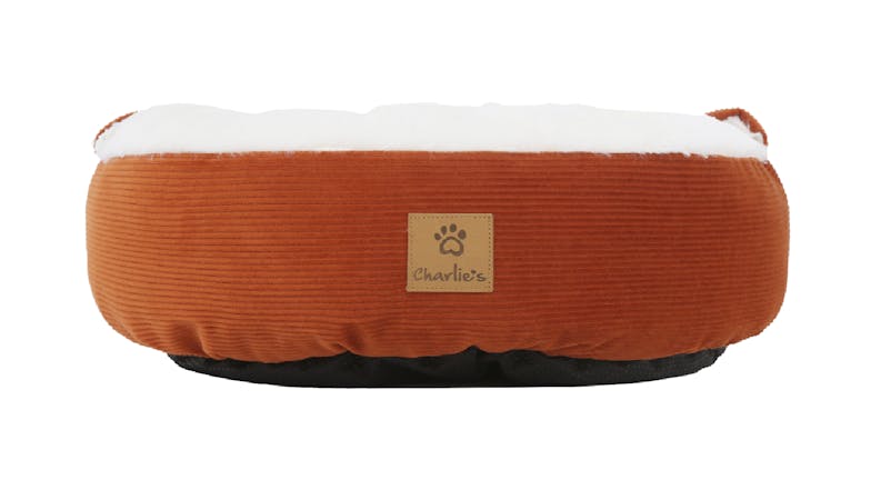 Charlie's "Snookie" Corduroy Fabric Pet Bed w/ Hood Medium - Terracotta