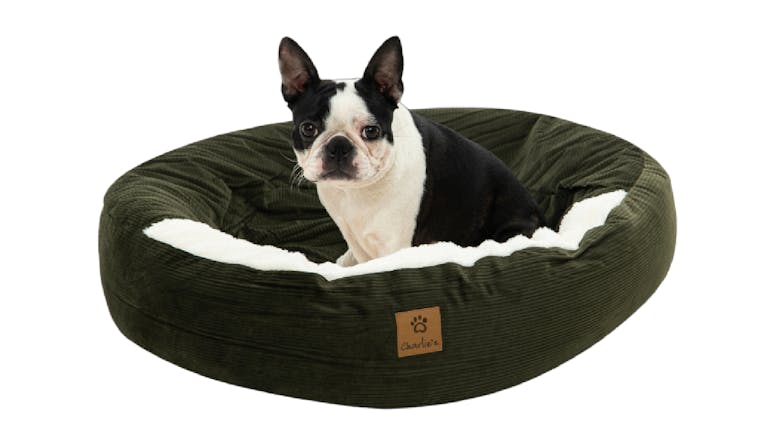 Charlie's "Snookie" Corduroy Fabric Pet Bed w/ Hood Small - Dark Olive