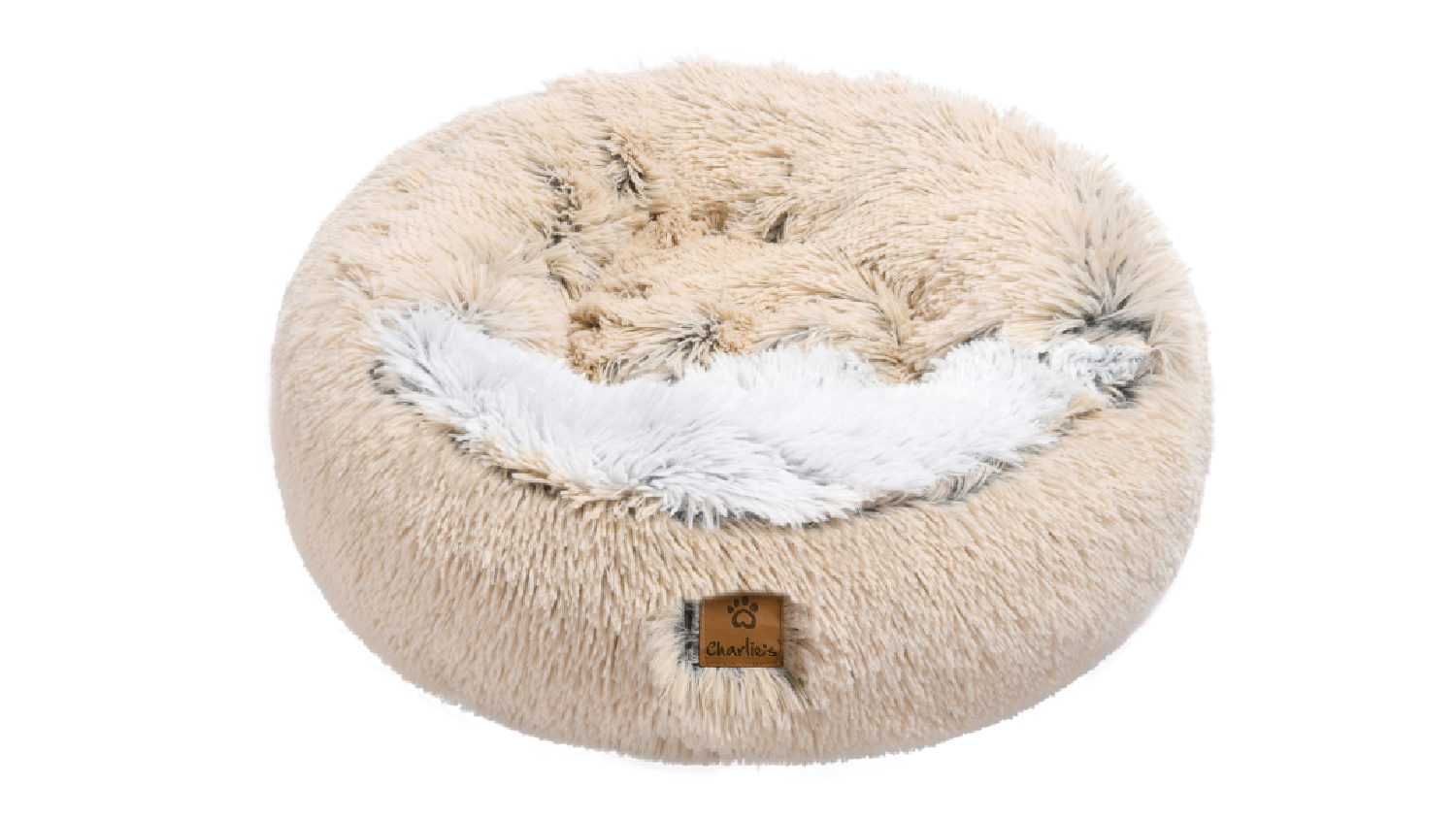 Charlie's "Snookie" Faux Fur Pet Bed w/ Hood Small - Cream