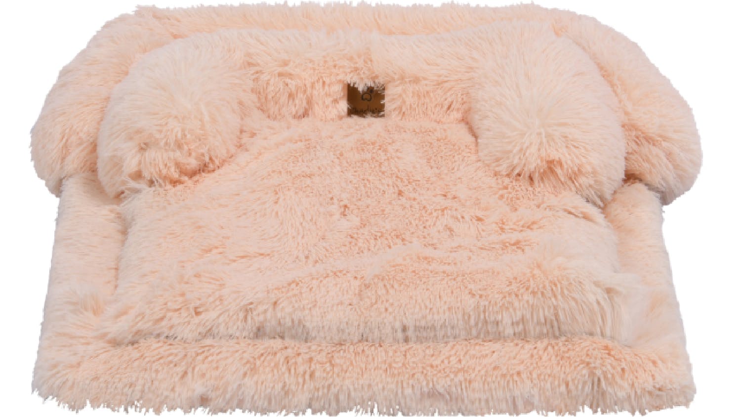 Charlie's Shaggy Faux Fur Square Pet Sofa w/ Bolsters Large - Beige