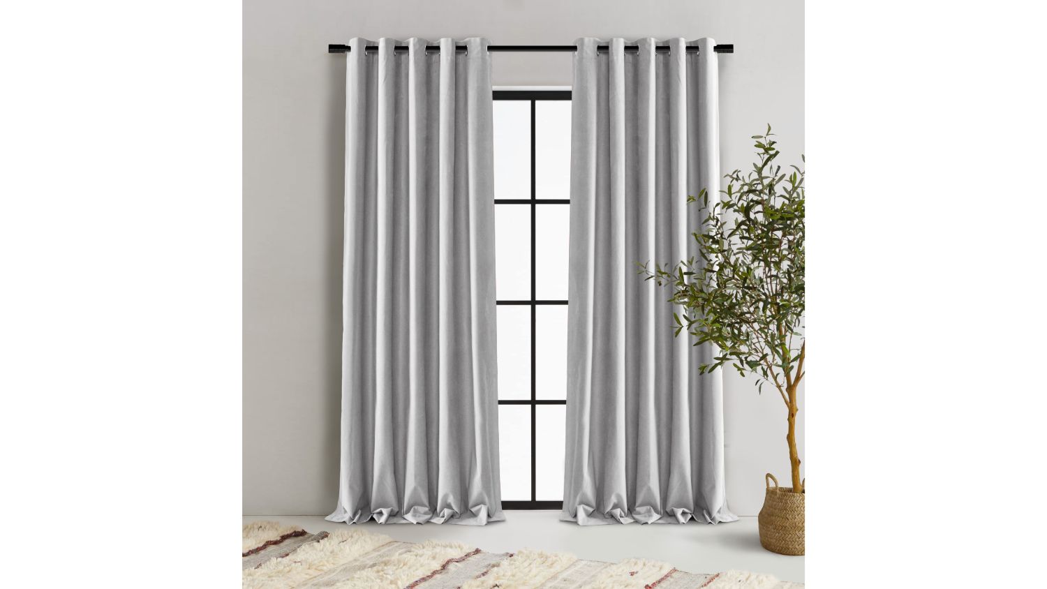 Cadence & Co. "Byron" Matte Velvet Blackout Curtain Twin Pack 90 x 223cm - Silver